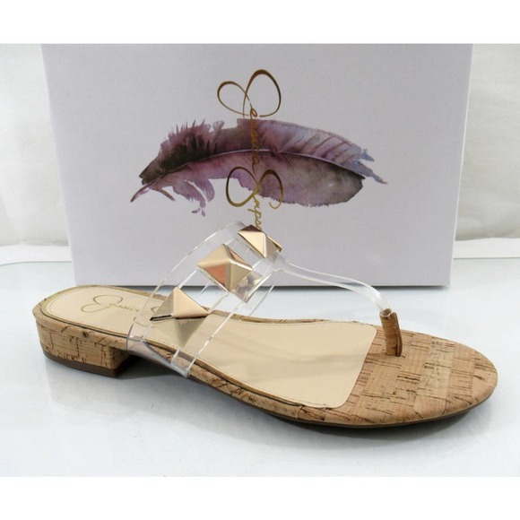Jessica Simpson Shoes - Jessica Simpson Movena Studded Thong Flat Sandals Embellished Clear Size 8